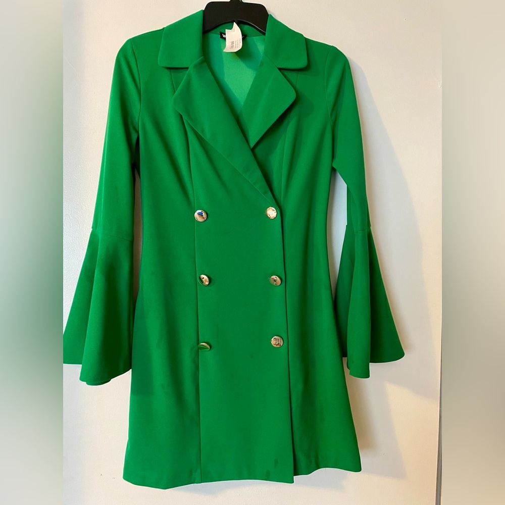 Green Double Breasted Blazer Dress